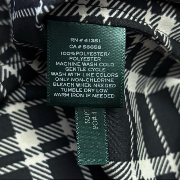 Lauren Ralph Lauren Sheer Button Up Tunic Black Plaid Oversized Top Size Medium - Picture 9 of 10